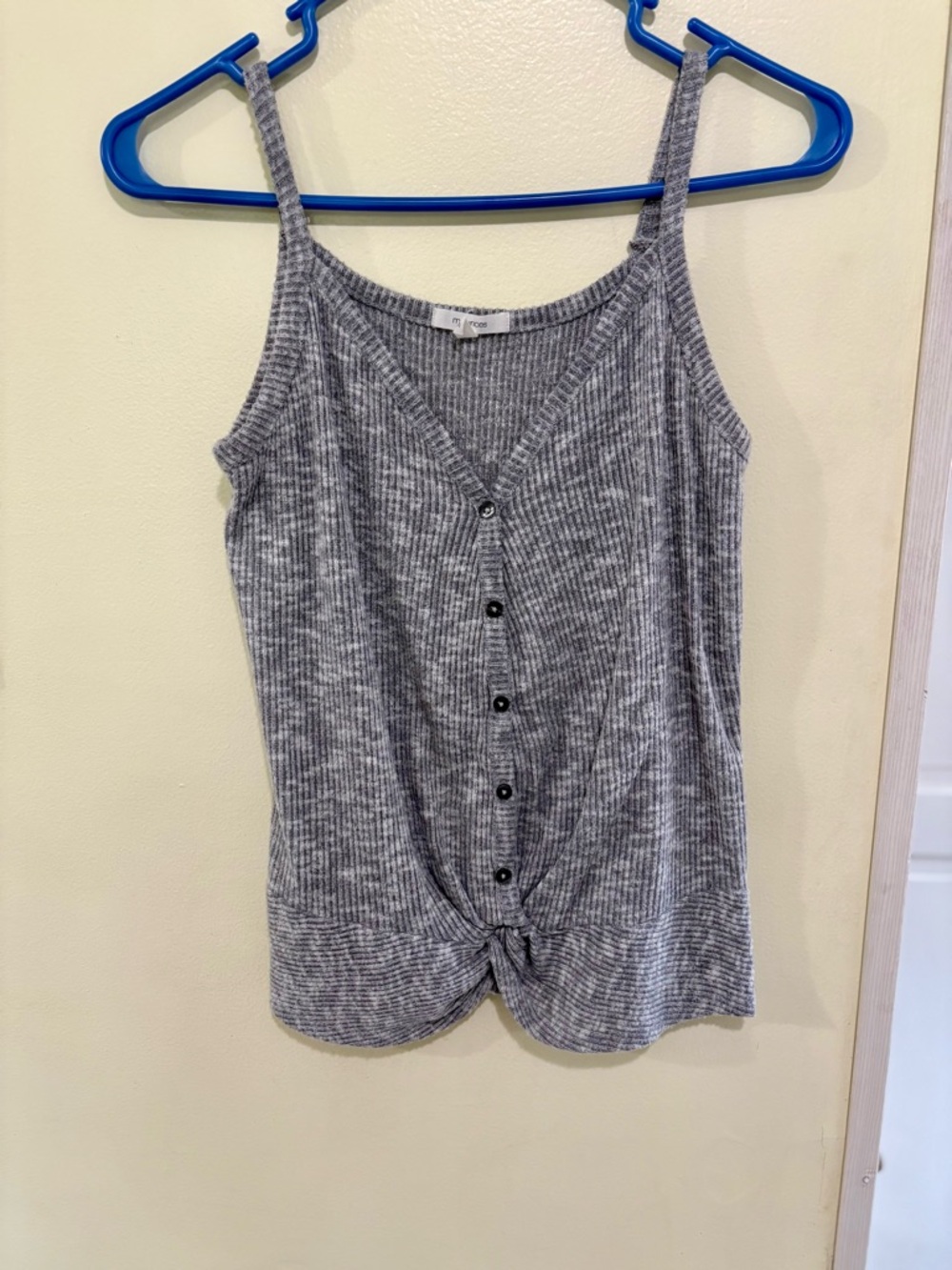 Maurices Gray Ribbed Button-Front Tie Cami
